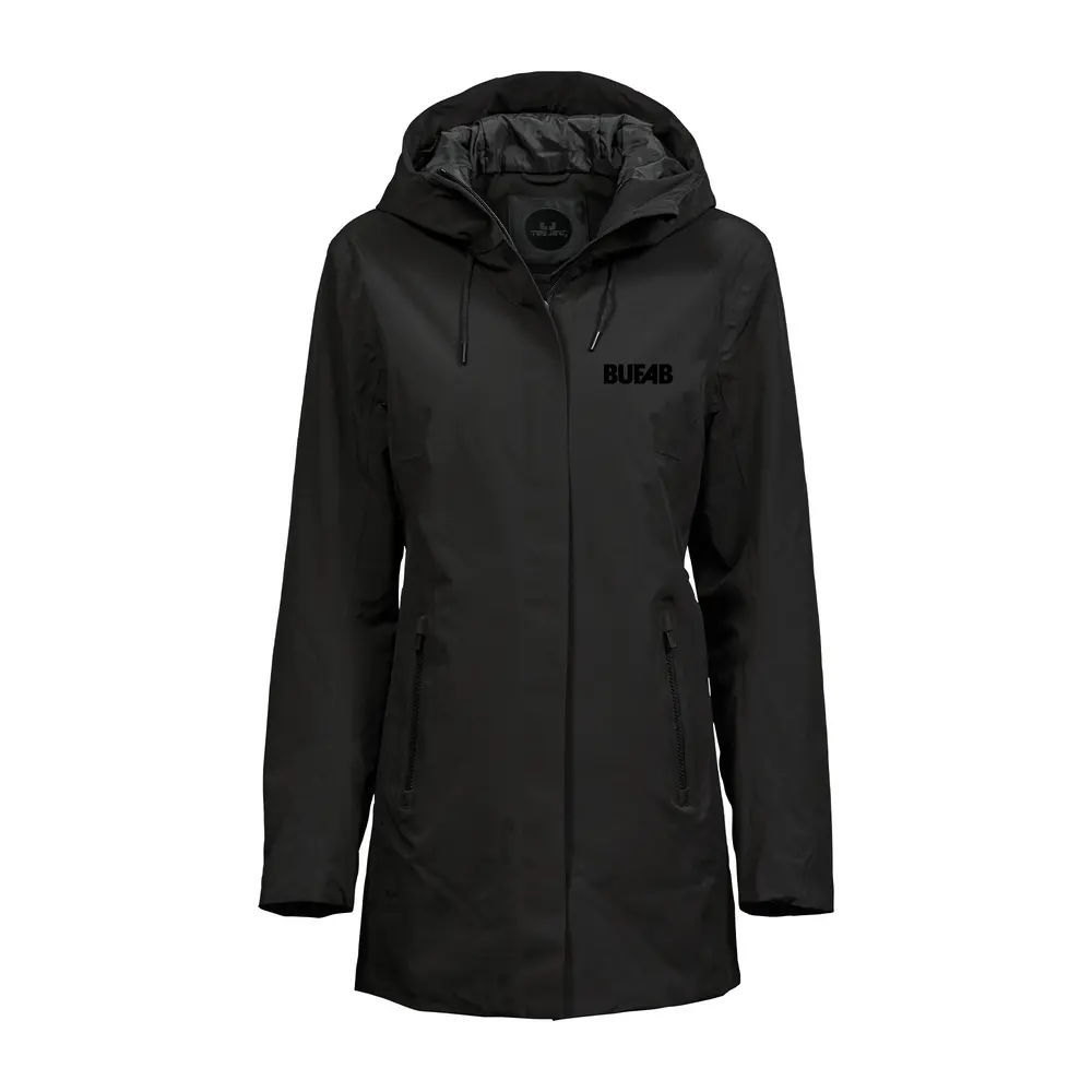 All-weather jacket, women, black embroidered logo
