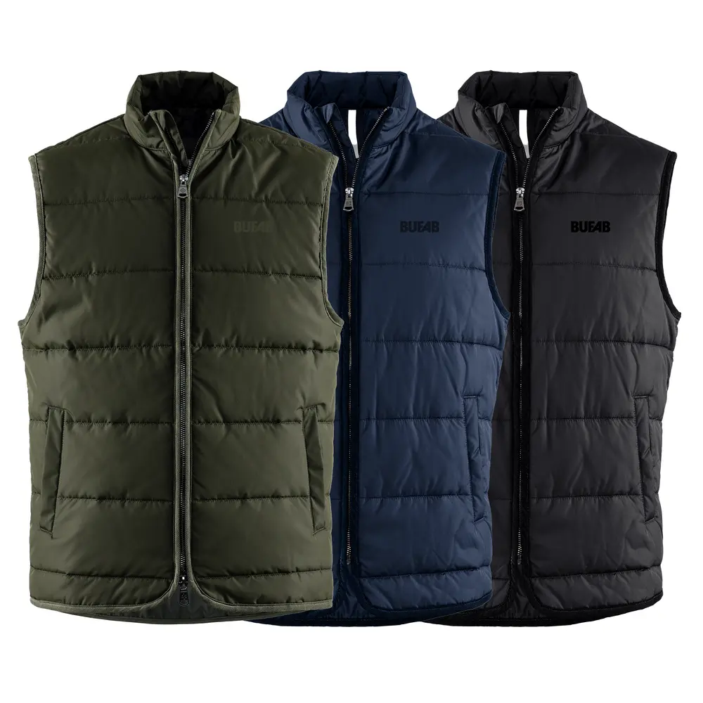 Lättvaderad väst, herr, ton i ton brodyrlogo