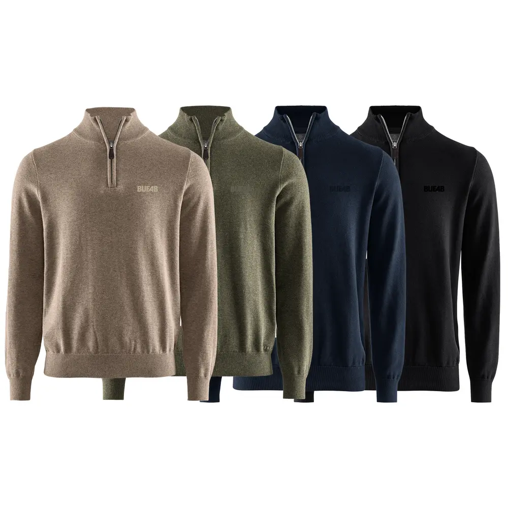 Stickad tröjja,halfzip, herr, ton i ton brodyrlogo