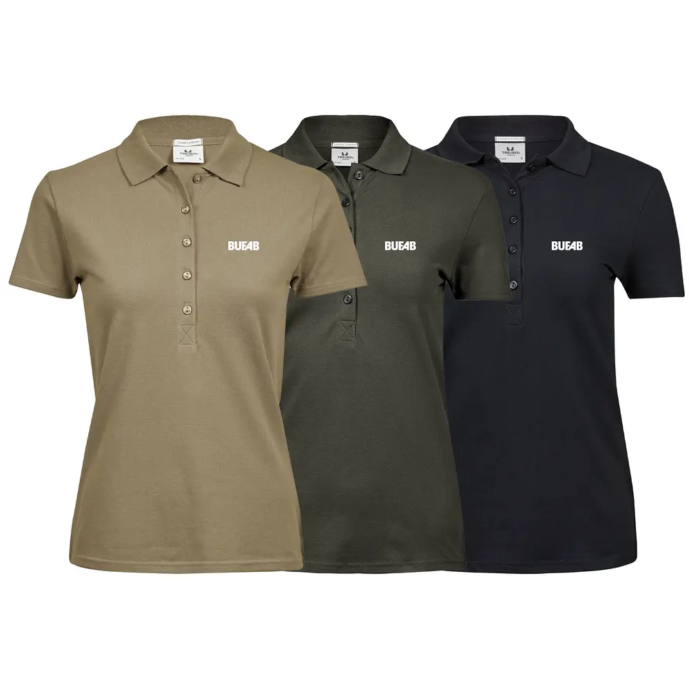 Piké, stretch, dam, vit brodyrlogo