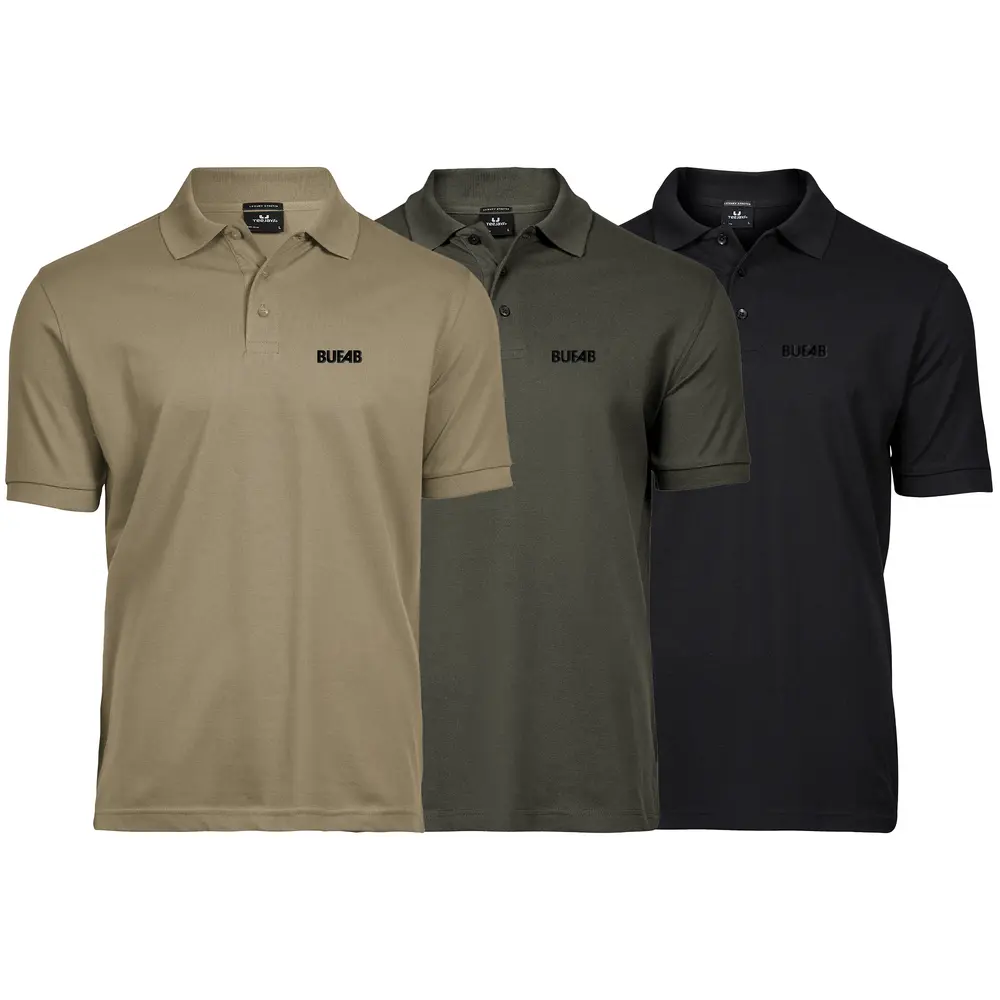 Piké, stretch, herr, svart 3D-logo