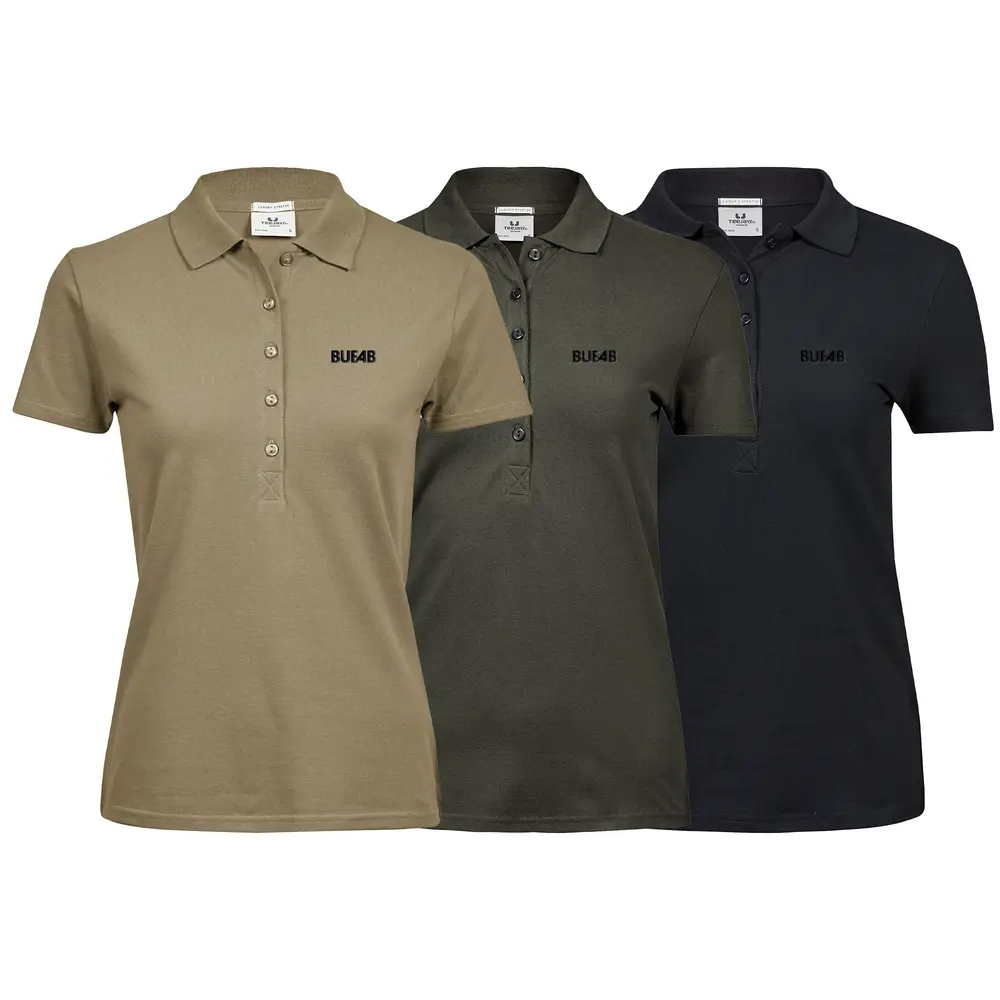 Piké, stretch, dam, svart 3D-logo