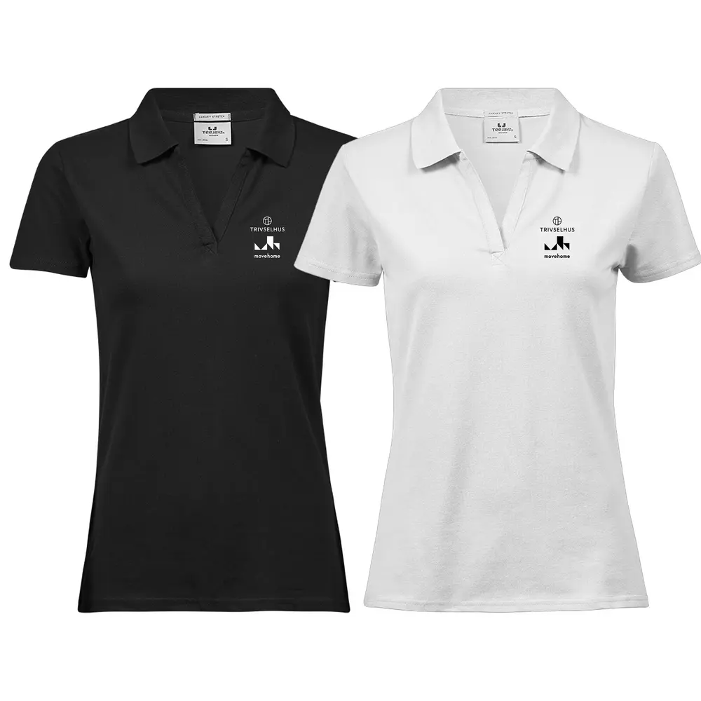 Piké, luxury stretch V-neck, TH, dam