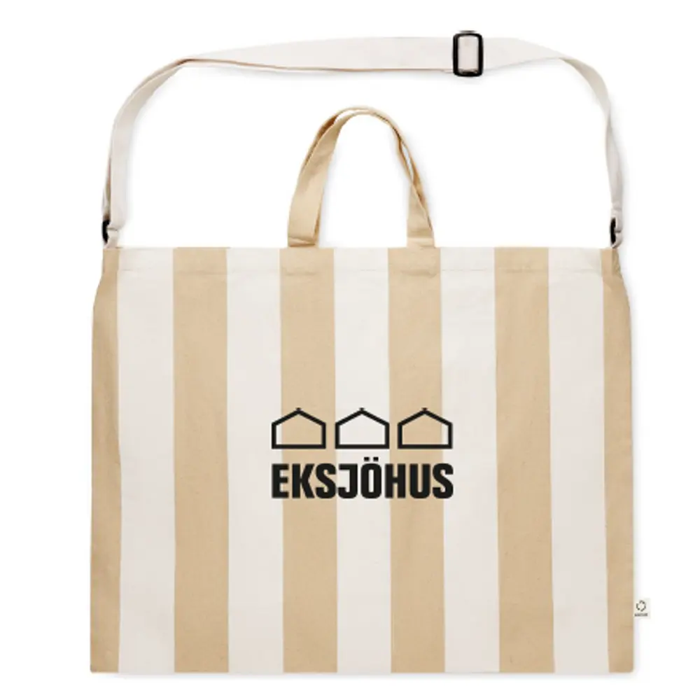 Strandväska, beige/vit