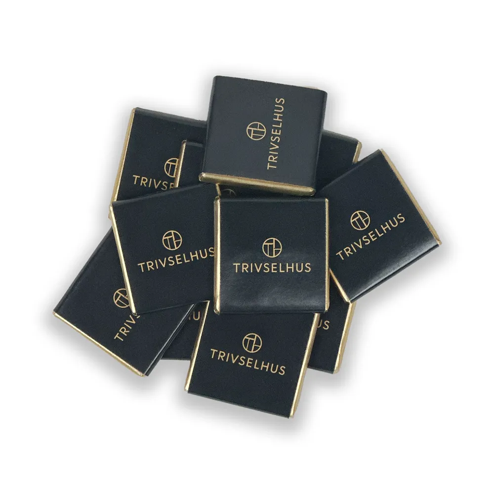 Chokladkvadrater, Havssalt, TH, 50-pack, guldfolie