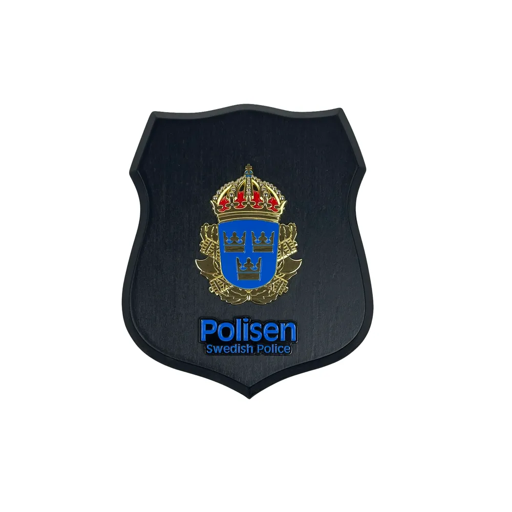Sköld, liten, Swedish Police, 180x150 mm, svart