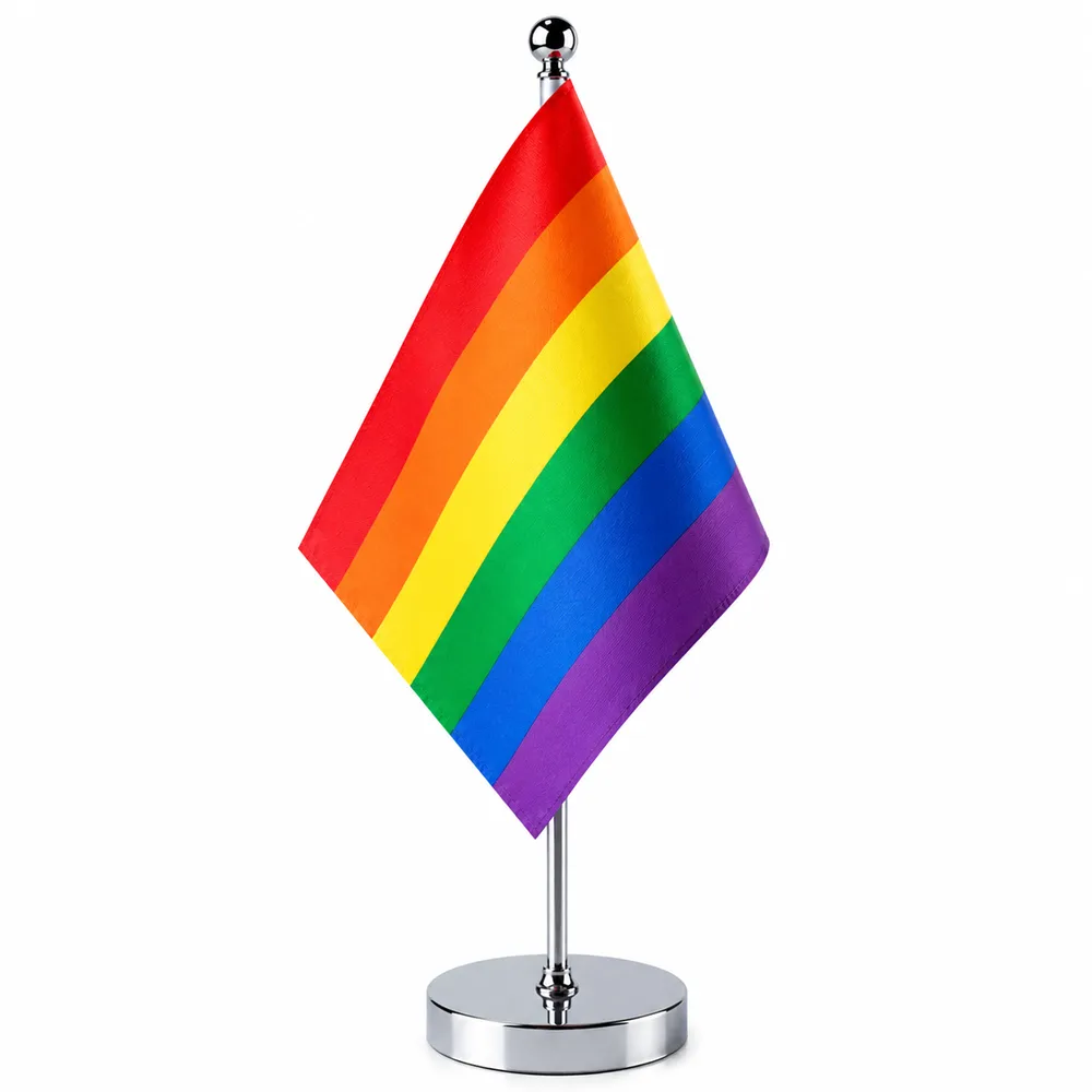 PRIDE, Bordsflagga med kromfot, 10-pack