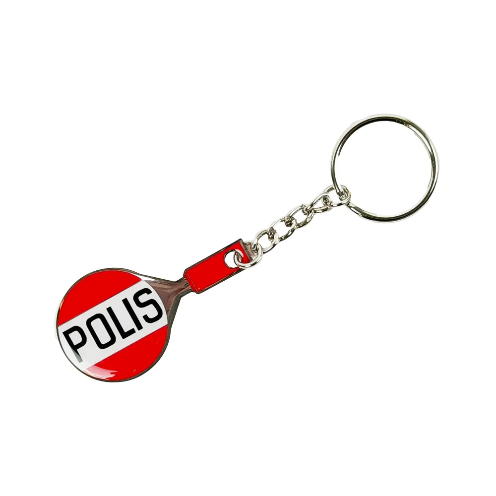 Nyckelring stoppspade, Polismuseet, 100-pack, röd