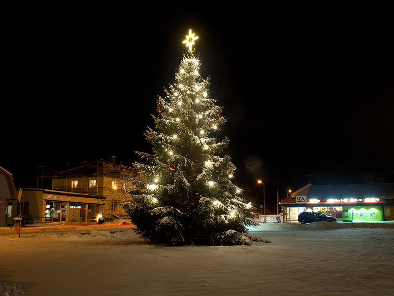 Julgran med belysning