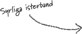 Pil som pekar mot bilden på syrliga isterband