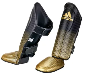 Adidas Pro Kickboxing Skinnebens- og Vristbeskyttere Sort-Guld