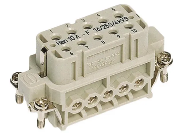 Socket insert, Han A 10-pin, 10 Poles, Screw, Socket