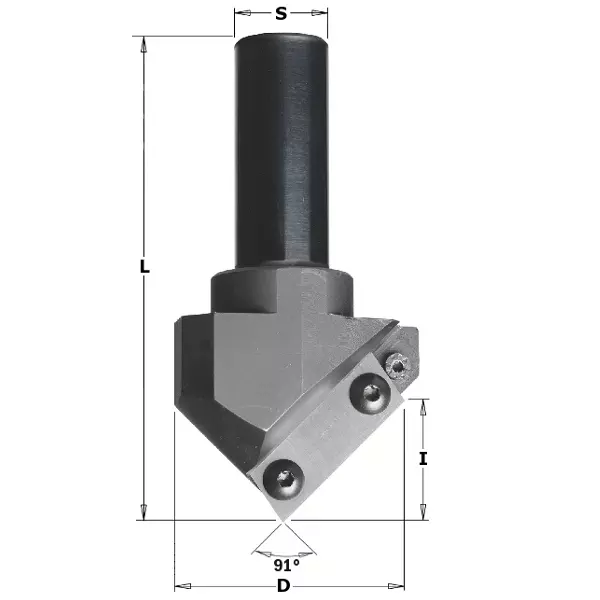 V-notfräs v-skär D52 I25 L100 S20 45,5 grader TB