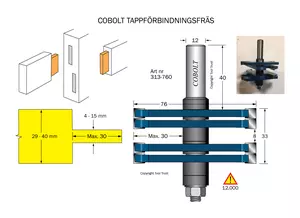 Tappförbindningsfräs D=76 L1=8 L2=33 Cobolt®