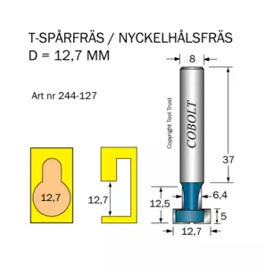 T-Spårfräs D1=12.7 D2=6.4 L=12.5 S=8 Cobolt®