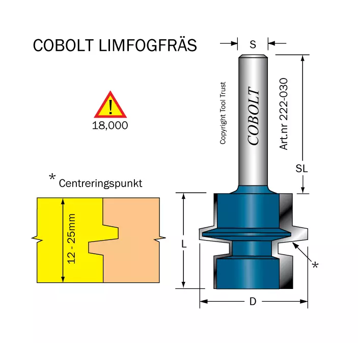 Limfogfräs L=26 D1=30 D2=22 D3=14.2 S=8 Cobolt®