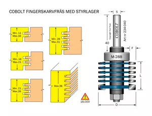 Fingerskarvfräs L=32 D=40 S=8 Cobolt®