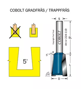Trappfräs 5° D=19 L=26 TL=63 S=8 Cobolt®
