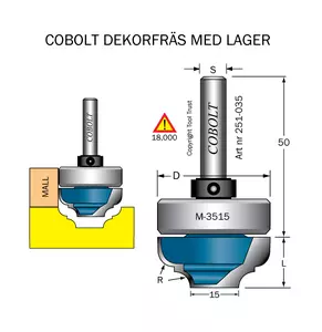 Spegeldekorfräs D1=35 D2=15 R=5 Cobolt®