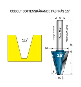 Fasfräs 15° L=29 D1=22 D2=7 S=8 Cobolt®