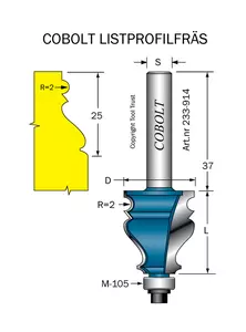 Listprofilfräs D=22 L=25 R=2 S=8 Cobolt®