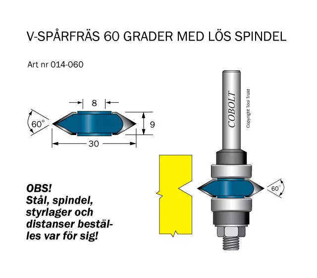 V-spårskiva 60° D=30 Cobolt®