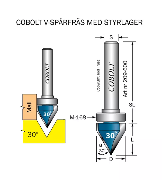 Fasfräs 30° m styrlager M-168 Cobolt®