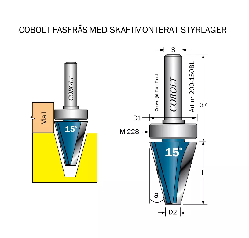 Fasfräs 15° m skaftlager M-228 Cobolt®