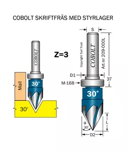 Skriftfräs 30° Z=3 m styrlager M-168 Cobolt®
