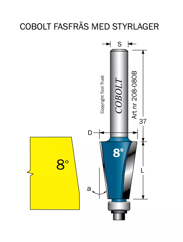 Fasfräs 8° L=26 D=17 S=8 Cobolt®