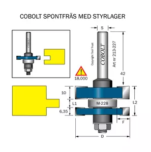 Spontfräs L=6.35 L2=22.7 F=9.5 D=41 S=8 Cobolt®