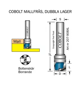 Mallfräs D=12 L=8 TL=50 S=8 Cobolt®