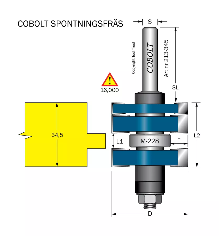 Spontfräs L1=8 L2=34.5 F=9.5 D=41 S=8 Cobolt®