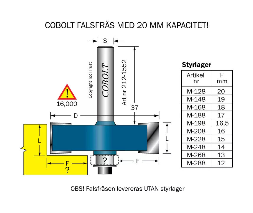 Falsfräs L=15 D=52 S=8 SL=37 Cobolt®