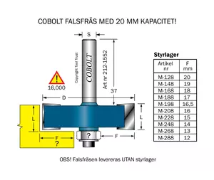 Falsfräs L=15 D=52 S=8 SL=37 Cobolt®