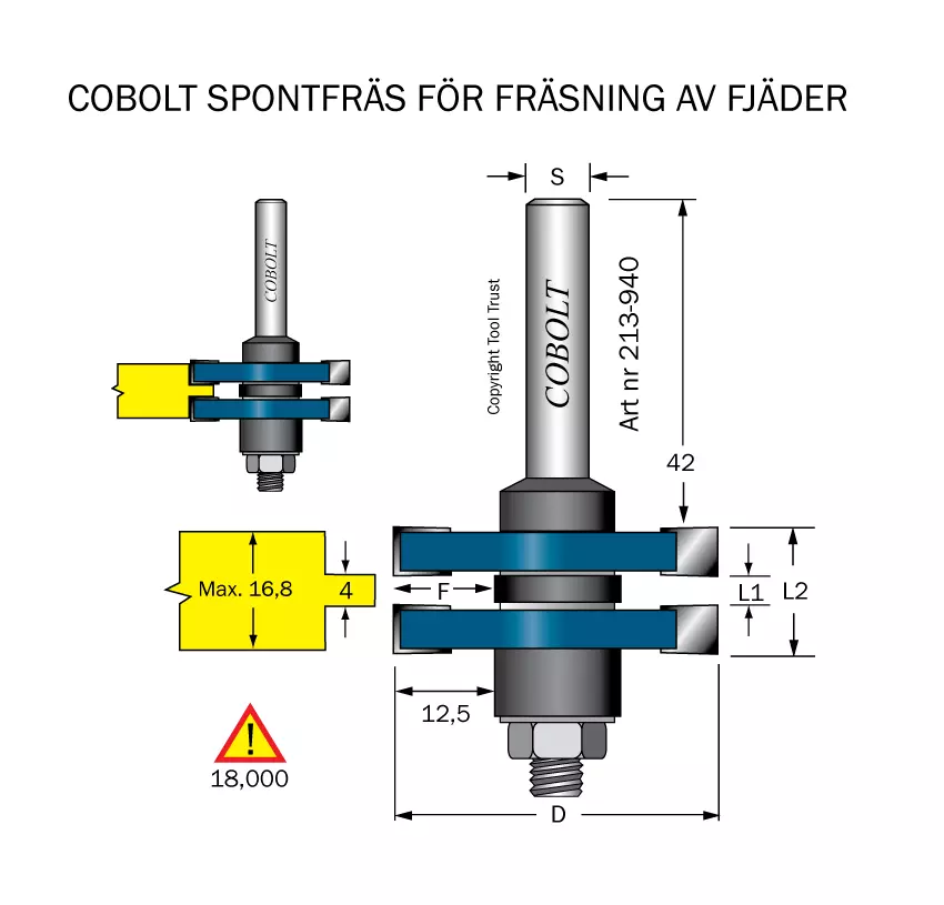 Spontfräs L1=4 L2=16.8 D=41 S=8 Cobolt®