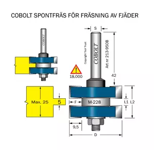 Spontfräs L1=5 L2=25 F=9.5 D=41 S=8 Cobolt®