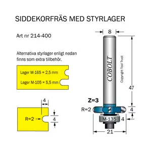 Siddekorfräs R=2 F=4 L=4 D=21 S=8 Cobolt®