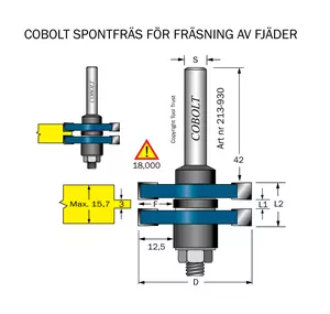 Spontfräs L1=3 L2=15.7 D=41 S=8 Cobolt®