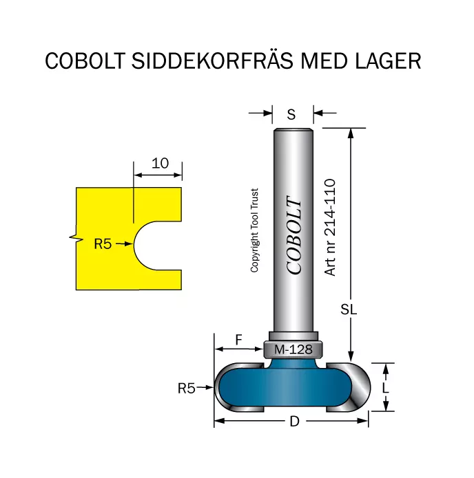 Siddekorfräs R=5 F=10 L=10 D=32 S=8 Cobolt®