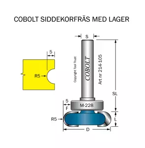 Siddekorfräs R=5 F=5 L=10 D=32 S=8 Cobolt®