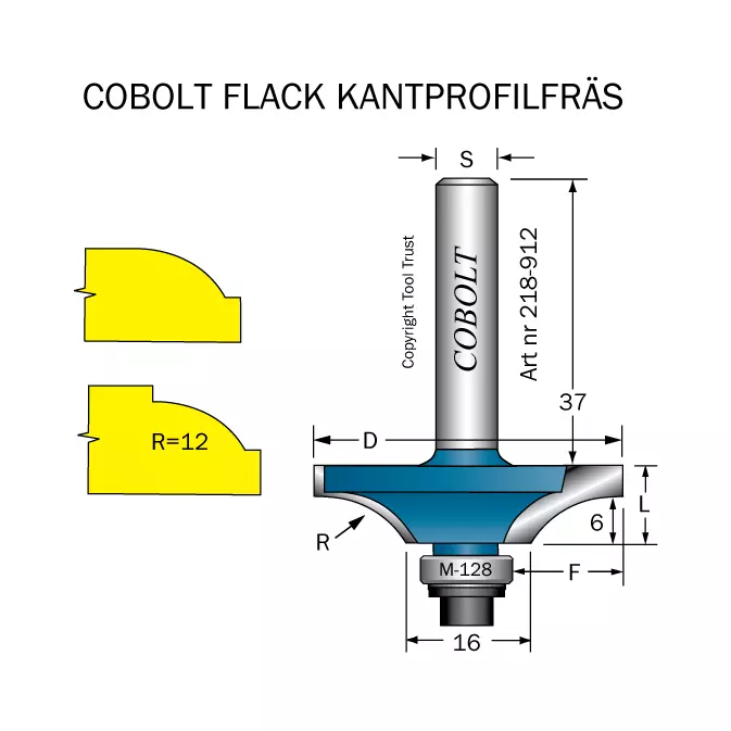 Kvartsstavfräs flack R=12 D=40 L=10 S=8 Cobolt®