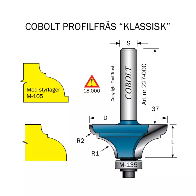 Kantprofilfräs R=9.5 L=16 F=12.5 Cobolt®