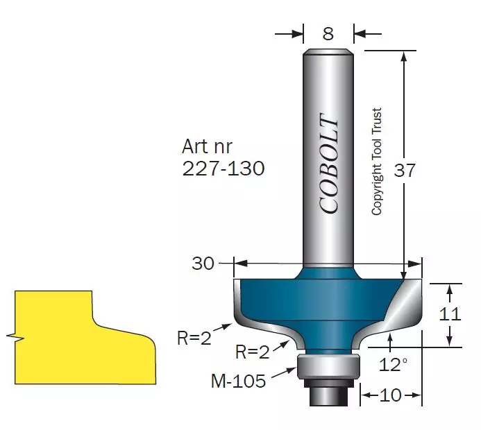 Kantprofilfräs R=2 L=11 F=10 Cobolt®