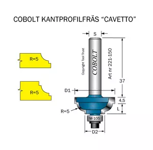 Kantprofilfräs CAVETTO R=5 L=11 F=8 Cobolt®