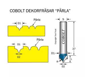 Dekorfräs Pärla R=4 D=9.5 S=8 Cobolt®