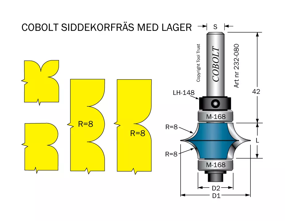 Siddekorfräs R=8 m dubbla lager Cobolt®