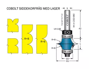 Siddekorfräs R=8 m dubbla lager Cobolt®