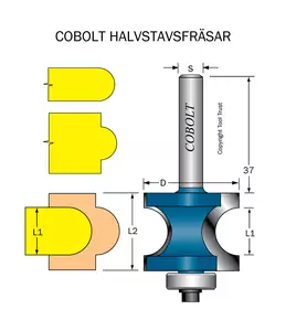 Halvstavfräs R=5 L1=10 L2=20 D=28 S=8 Cobolt®