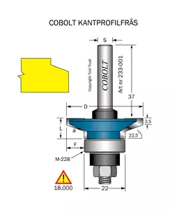 Kantprofilfräs 22.5° D=41 L=11 F=9.5 Cobolt®